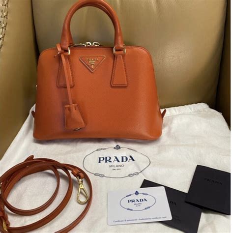 PRADA Handbag BL0838 Saffiano Leather Papaya Orange Shoul